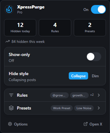 Extension popup
